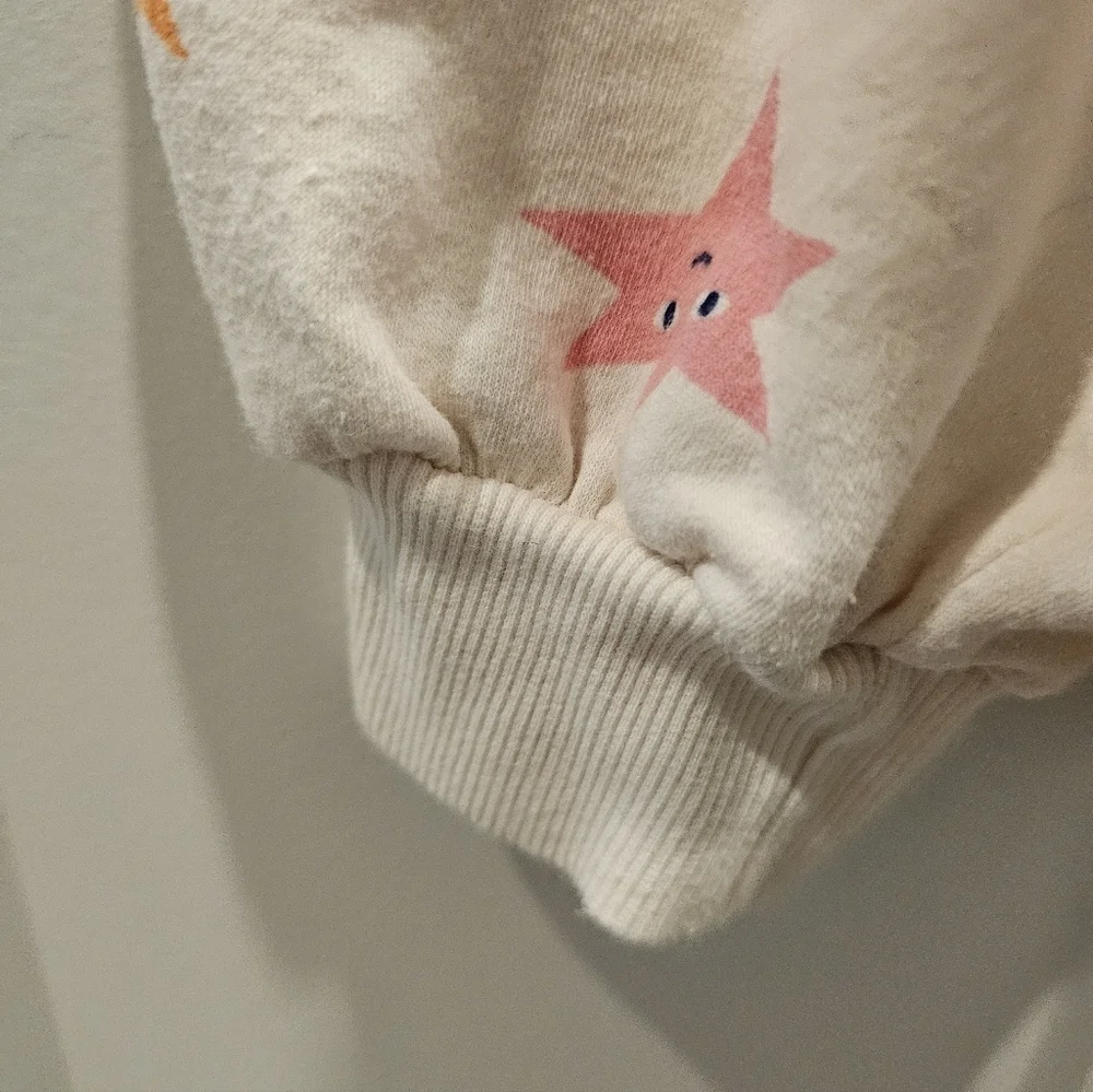 Old Navy Kids XL 14–16 Sweatshirt Mock Neck Cream Heart Star Print Pullover